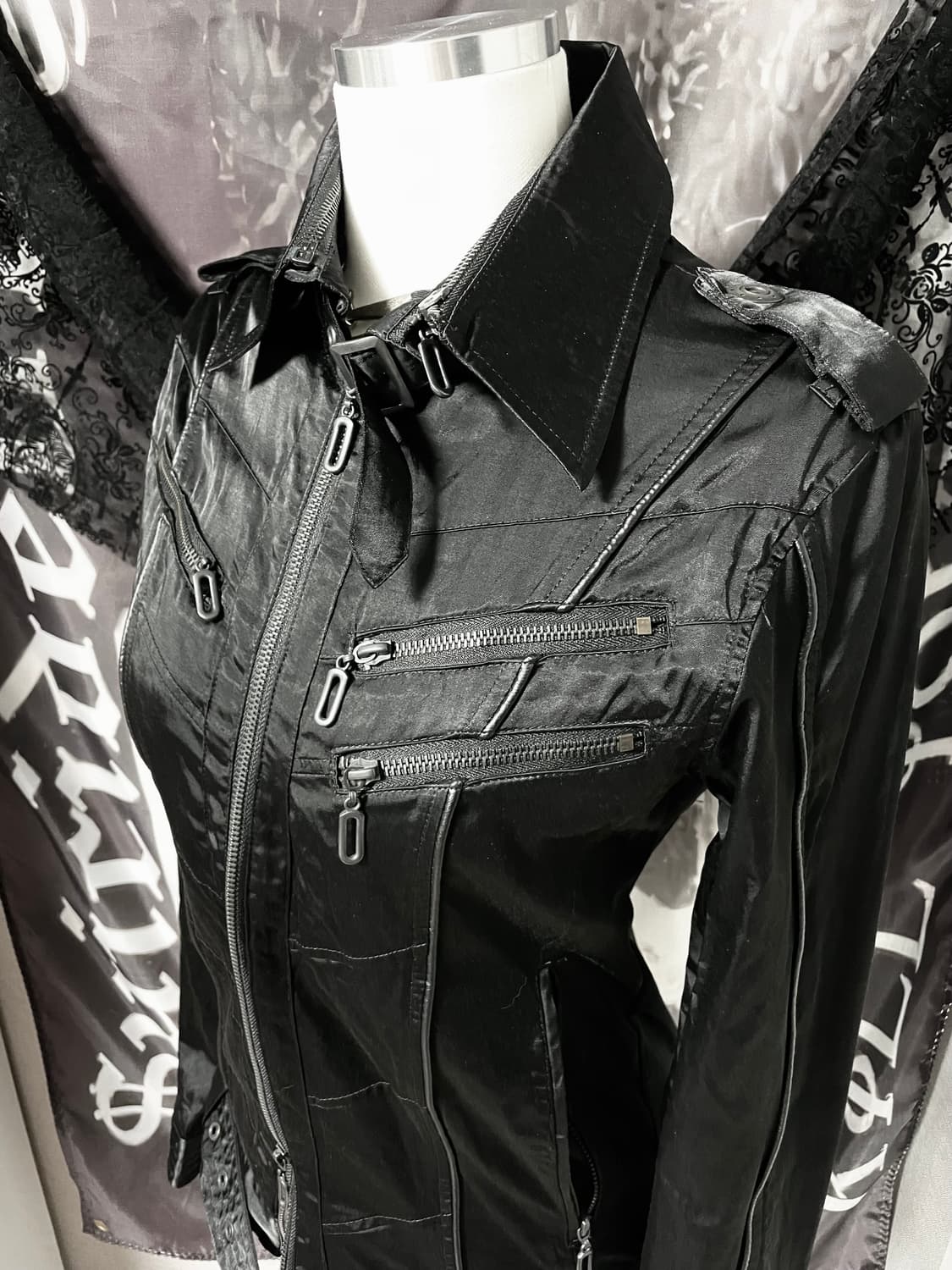 착샷o 바이커벨티드집업자켓 일본빈티지락시크펑크고스고딕버커루00s핀터나나깔 상품이미지3