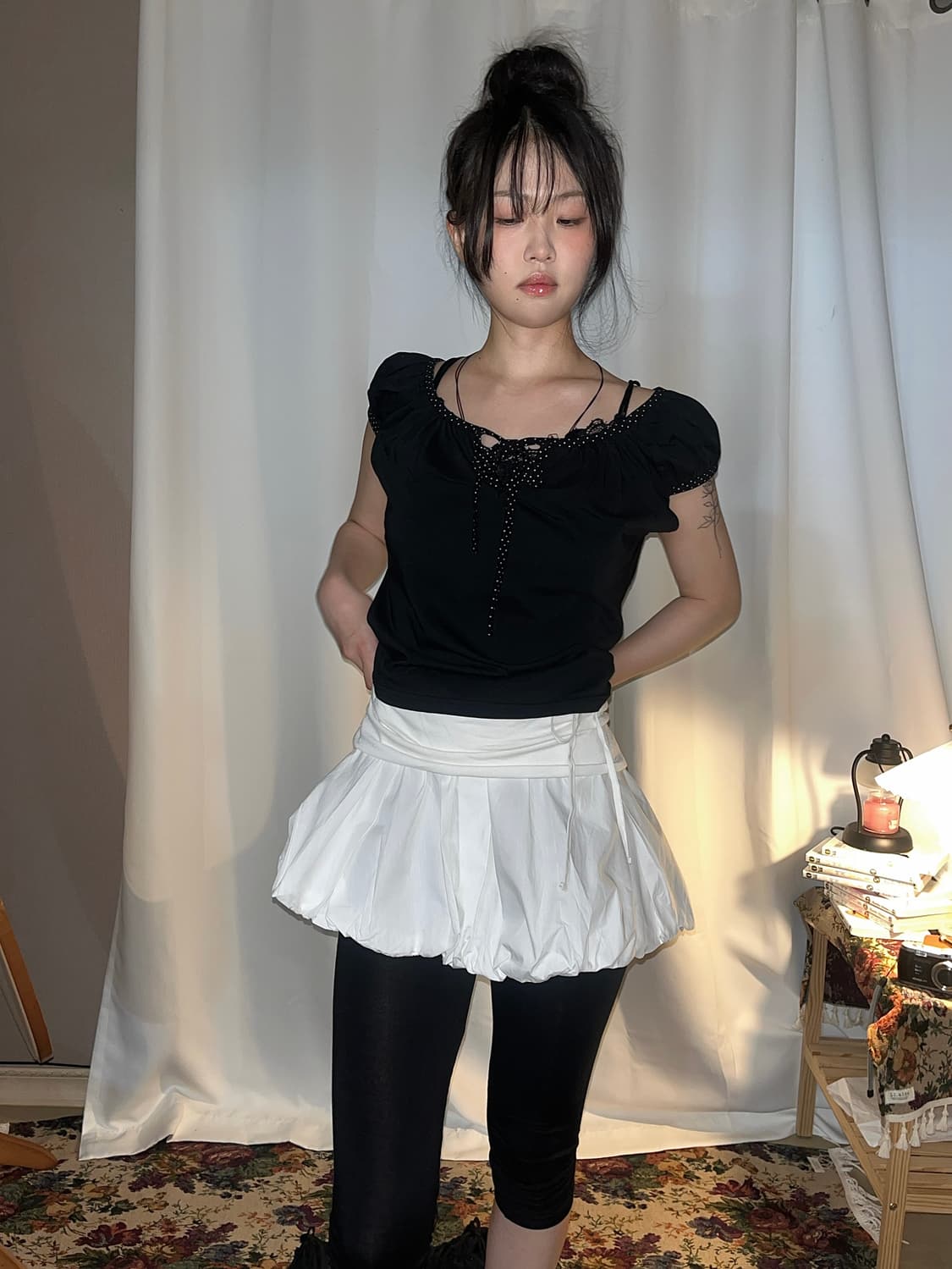 리본 레이어드 펌킨 볼륨 스커트 상품이미지4