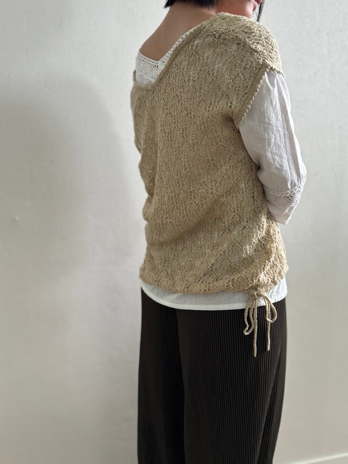Brown Pleated Wide Pants 상품이미지4