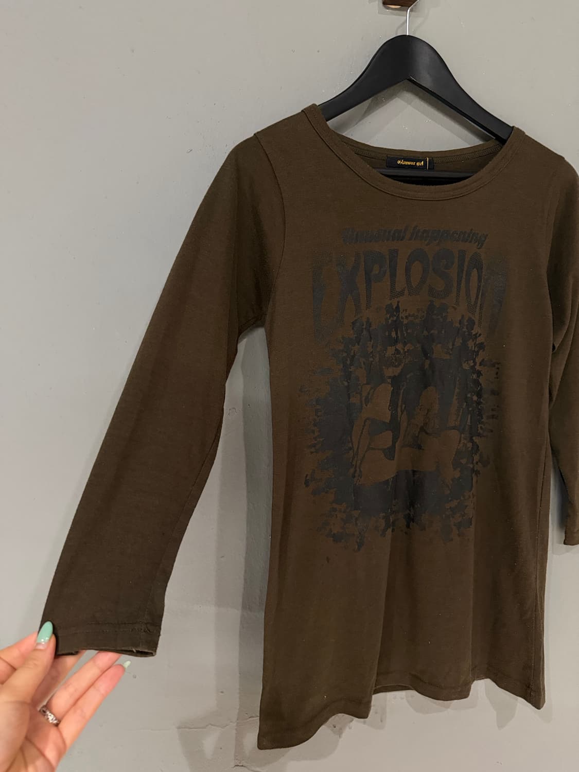 khaki brown printing detail top 상품이미지7