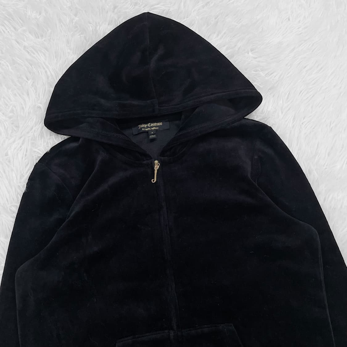 쥬시꾸띄르 글리터 벨벳 후드 집업 블랙 상품이미지5