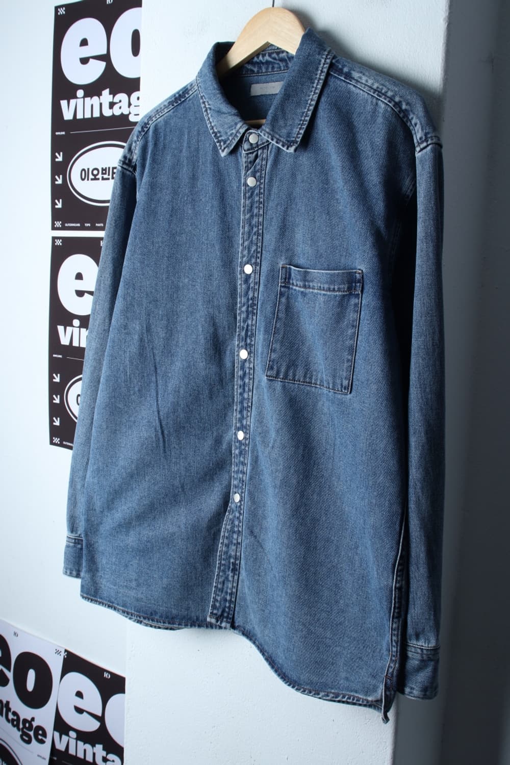 (L-XL) 프로젝트엠 셔츠 남방 데님 청 무지 아메카지-H32001 상품이미지1