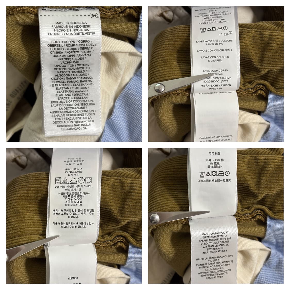 새상품)폴로 스트레치슬림핏 코듀로이 팬츠31"/베이지카키 상품이미지9