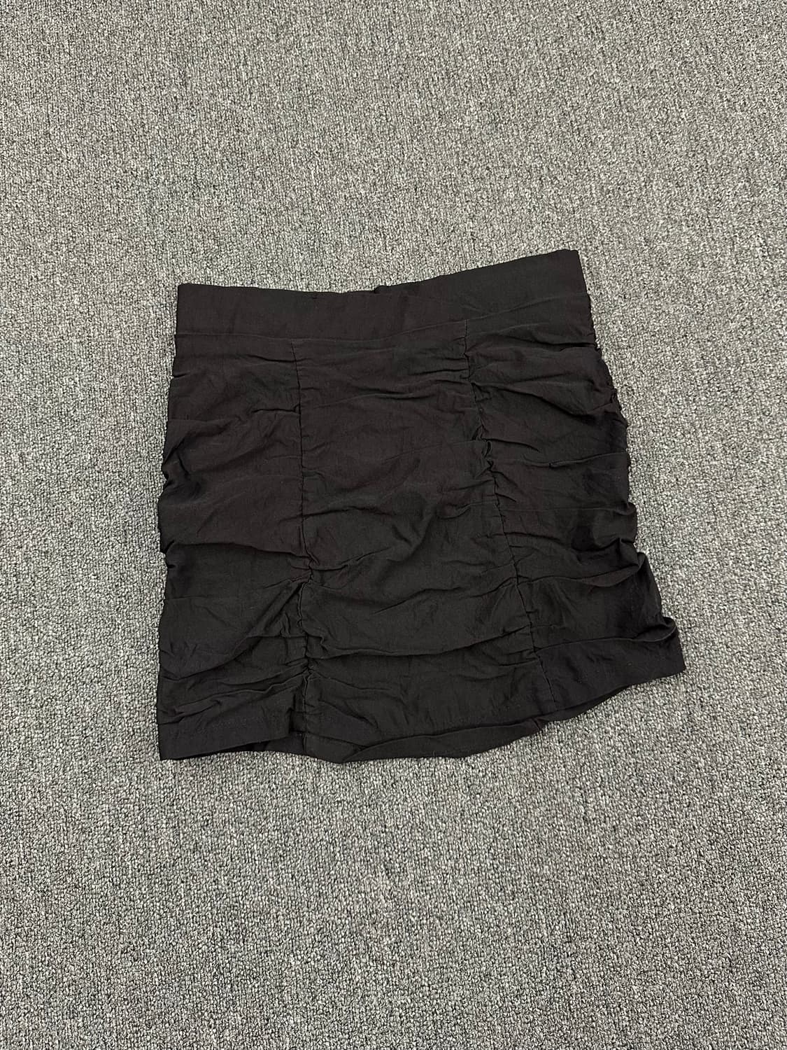 M)Japanese vintage 셔링 밴딩 블랙 미니 스커트 상품이미지1