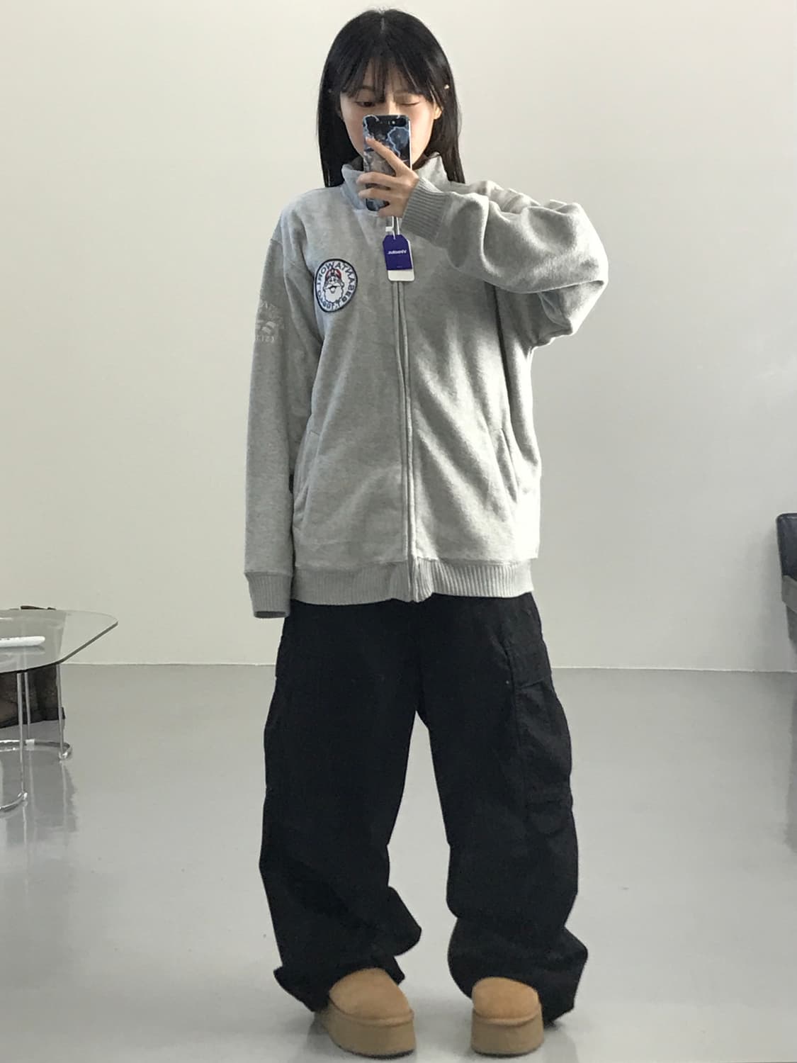 산타월드 그레이 후리스 집업 상품이미지3