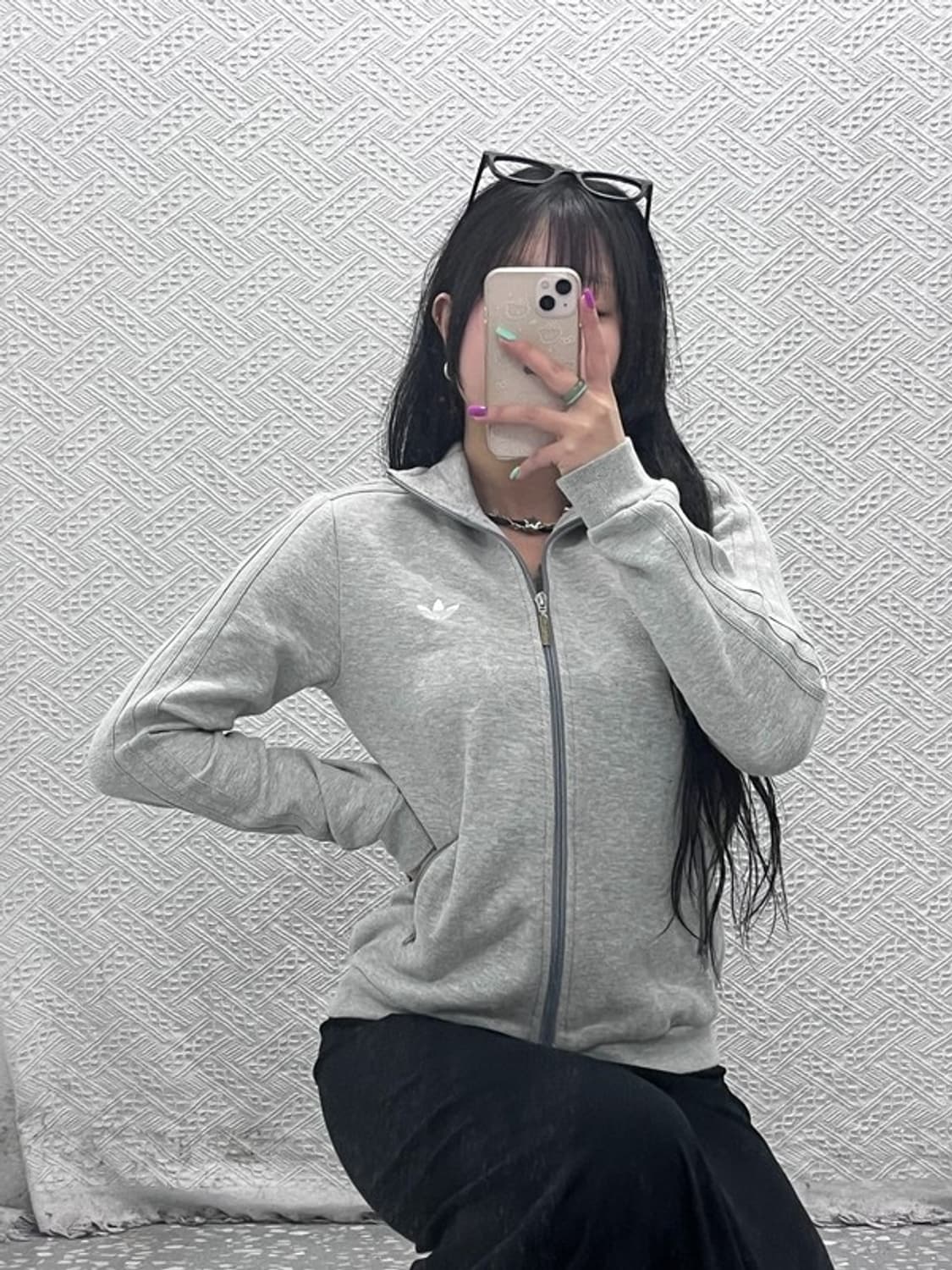 아디다스 올드스쿨 빈티지 연그레이 스웻 져지 집업 100 C07163 상품이미지1