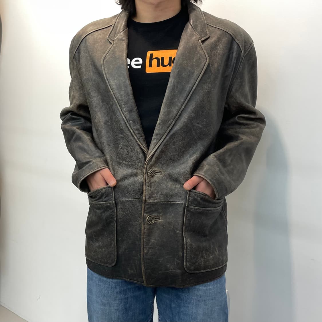 90s 리얼레더 소가죽 카코트 가죽 블레이저 자켓 상품이미지1