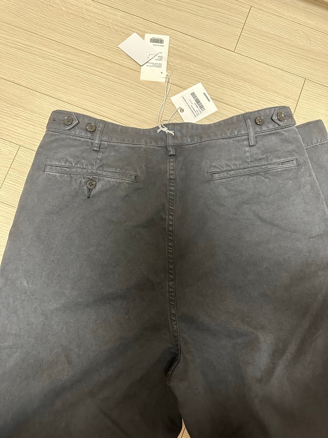 오라리 가먼트다이 치노 원턱 블랙 4 새상품 상품이미지4