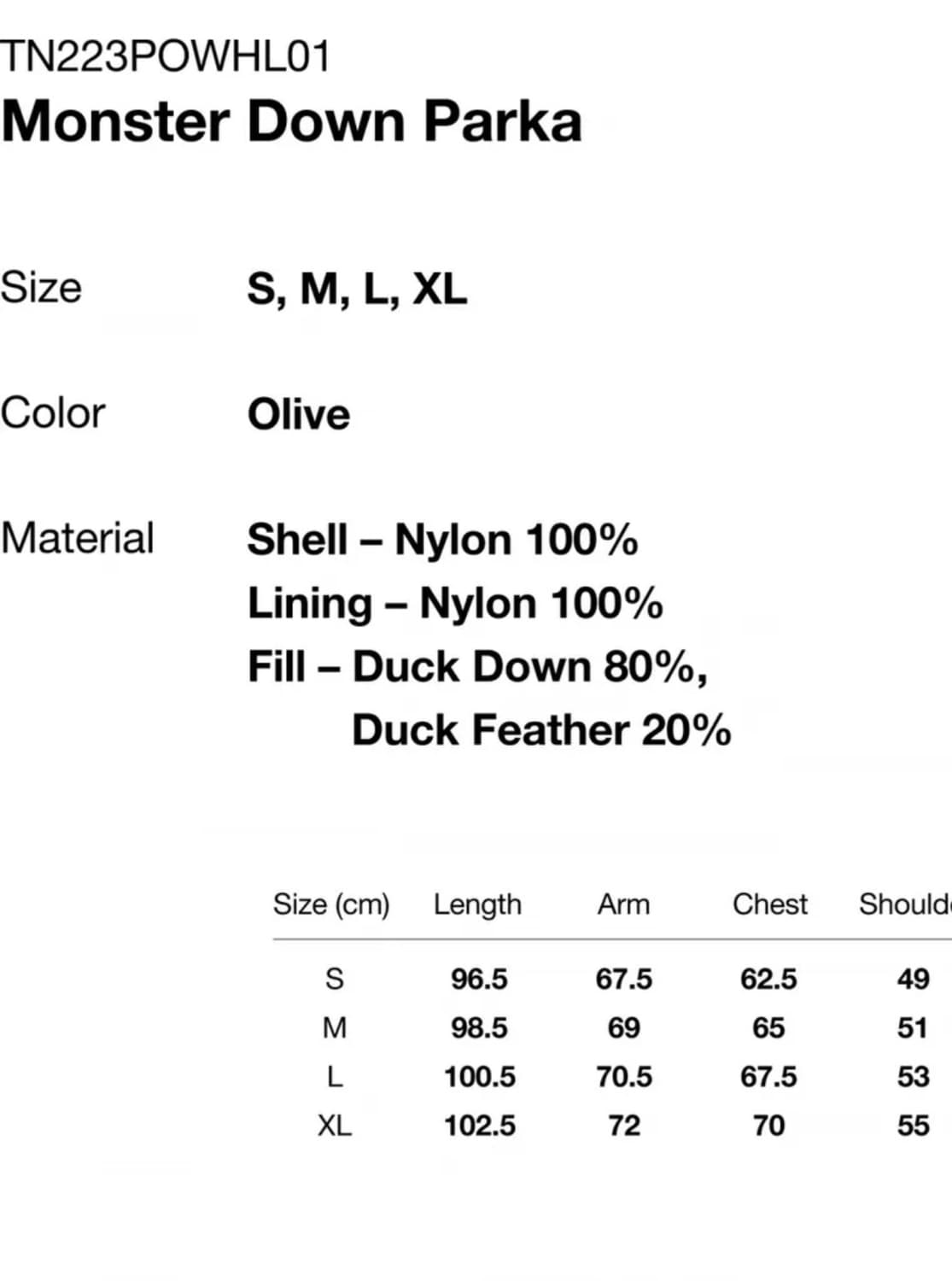 디스이즈네버댓 몬스터 다운 파카 올리브 L사이즈 상품이미지3