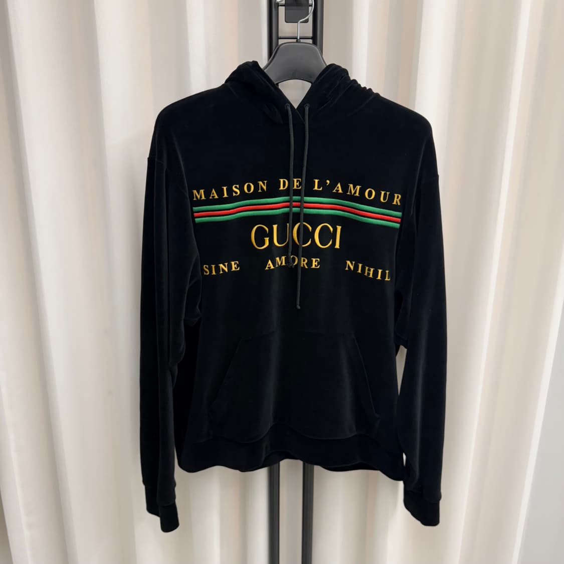 [백화점판/M] 구찌 로고 벨벳 후드티 상품이미지1