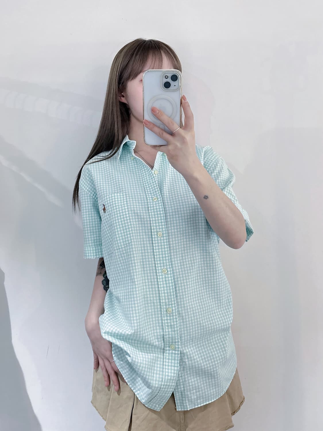 폴로랄프로렌 멀티포니 민트 체크 반팔 셔츠 상품이미지1