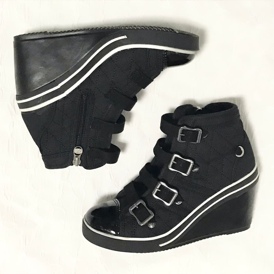 빈티지 갸루 퀼팅 버클 웨지힐 스니커즈 235 상품이미지6