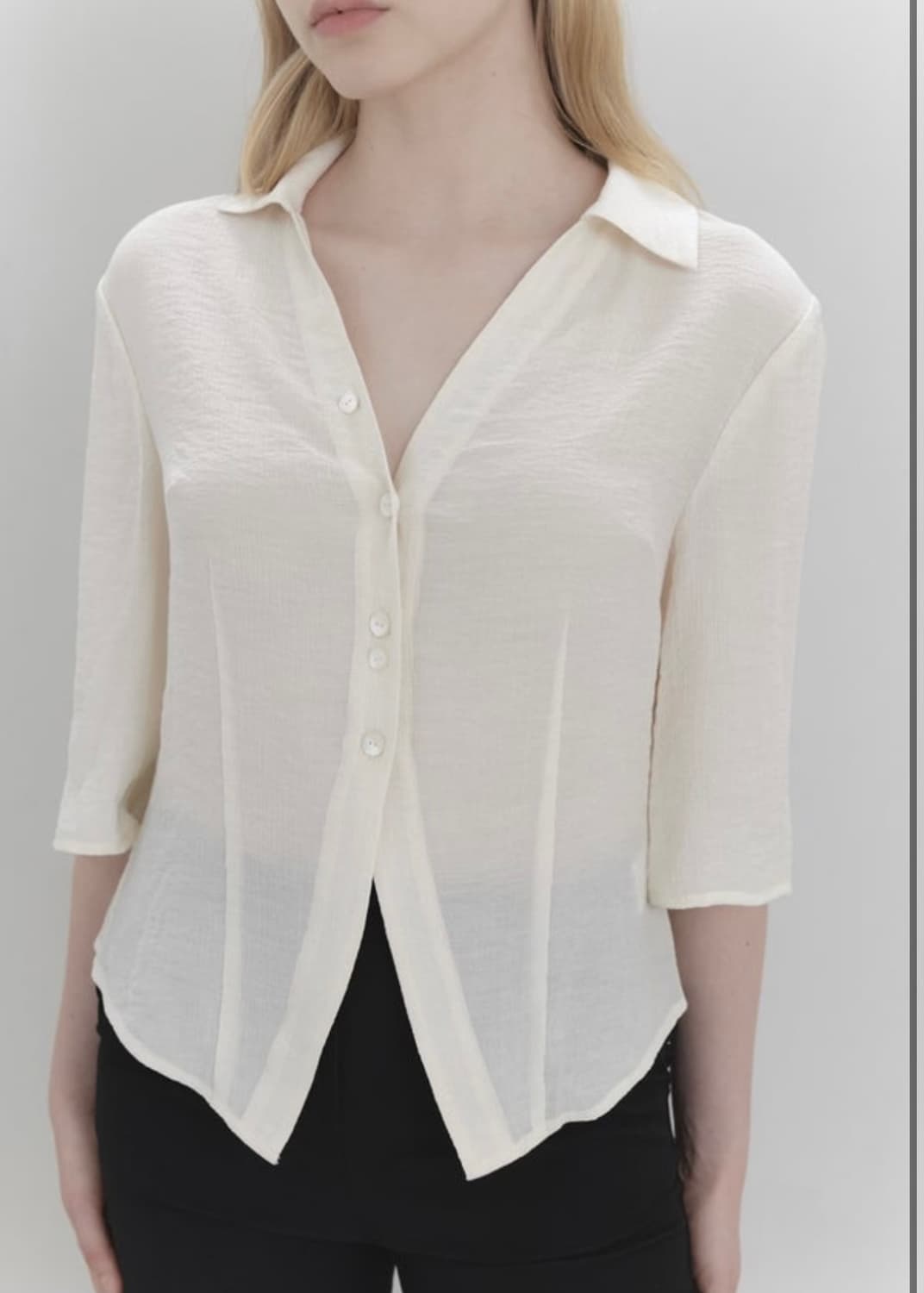 오브네어 resort sheer blouse cream 크림 상품이미지1