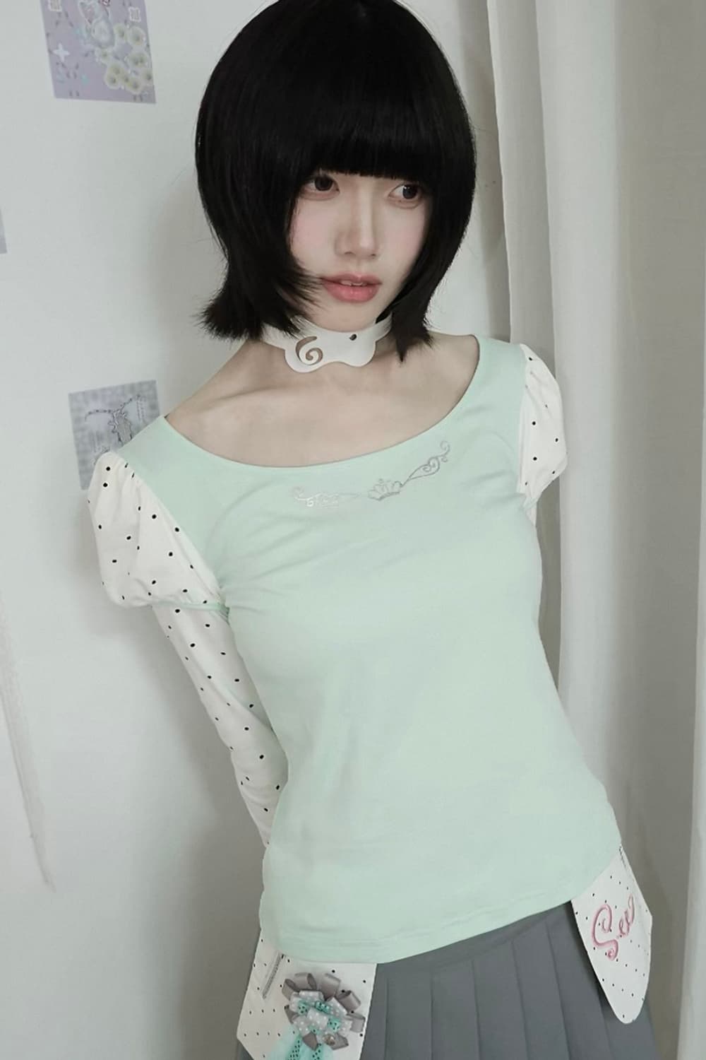 ♥ 민트코어 [Seaweed garden] 퍼프 슬리브 T ♥ 상품이미지1