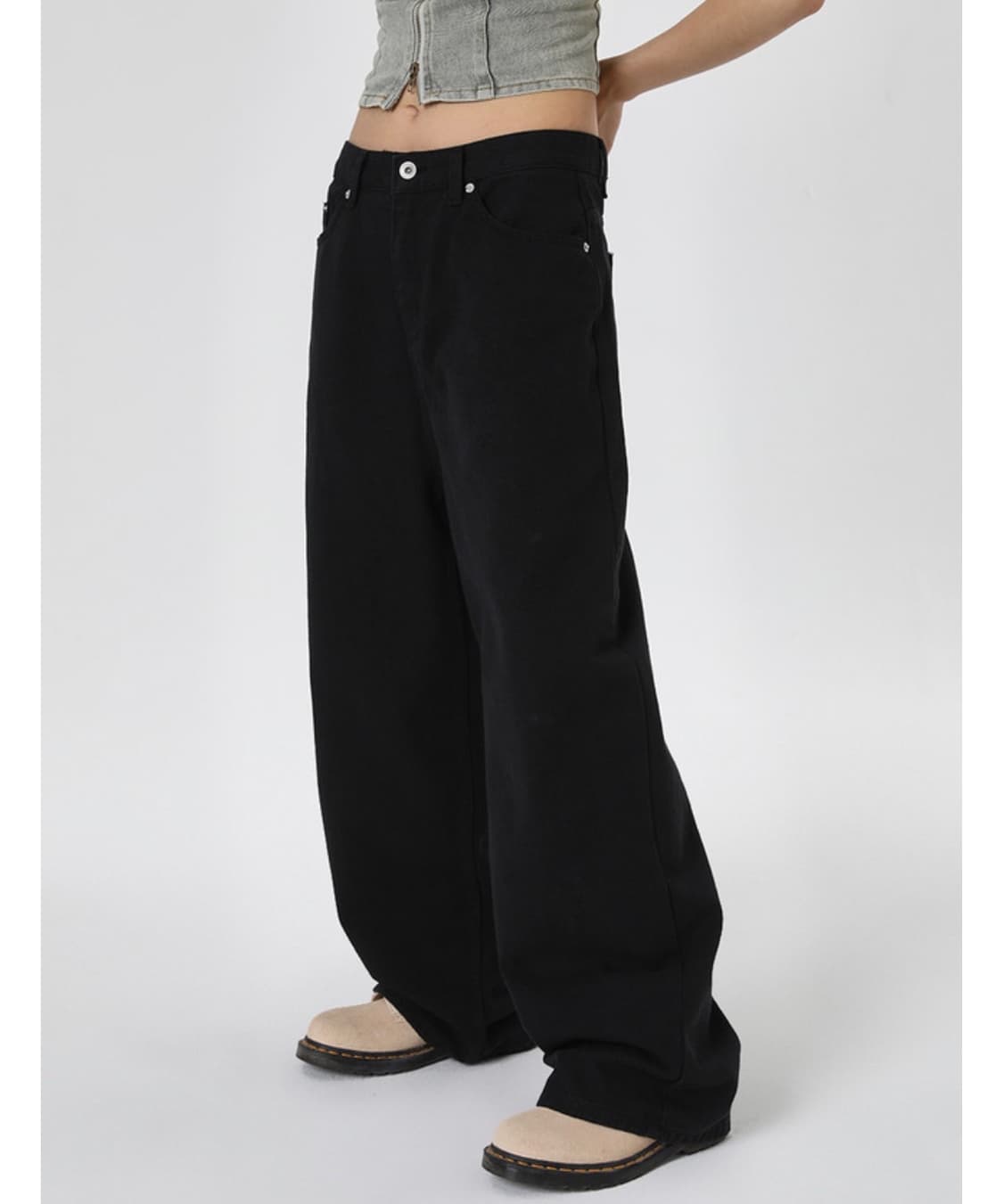 블랙업 미런 와이드 코튼팬츠 상품이미지2