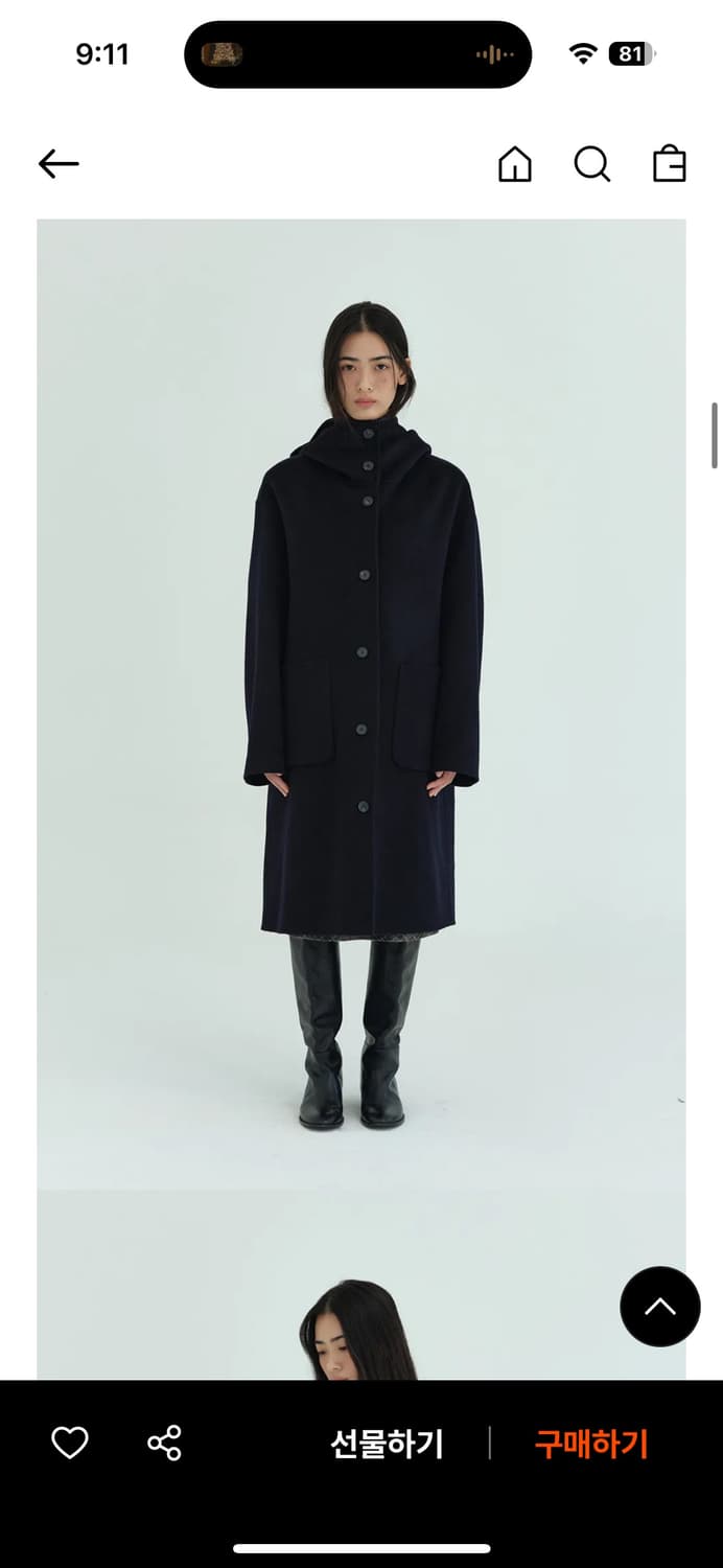 ORE 오어 캐시울 핸드메이드 후드 코트 블랙 1회착 상품이미지4