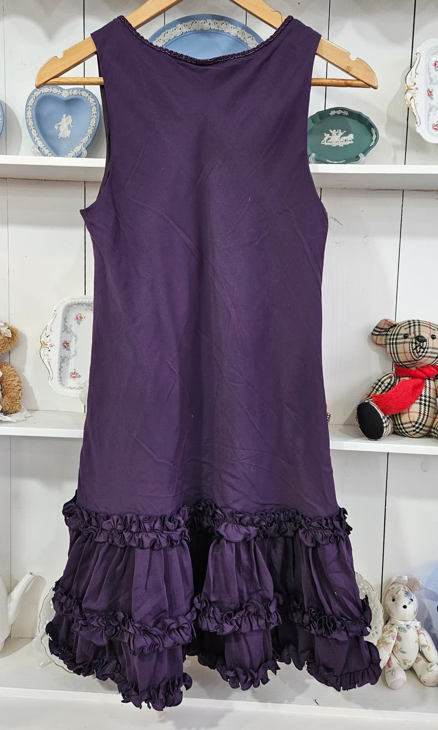 (axes femme) 퍼플 프릴 슬리브리스 원피스 상품이미지4