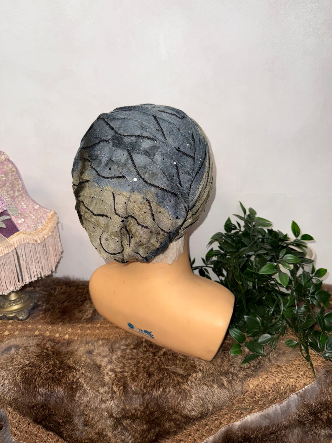 Khaki blue tie dye grunge warmer beanie  상품이미지3