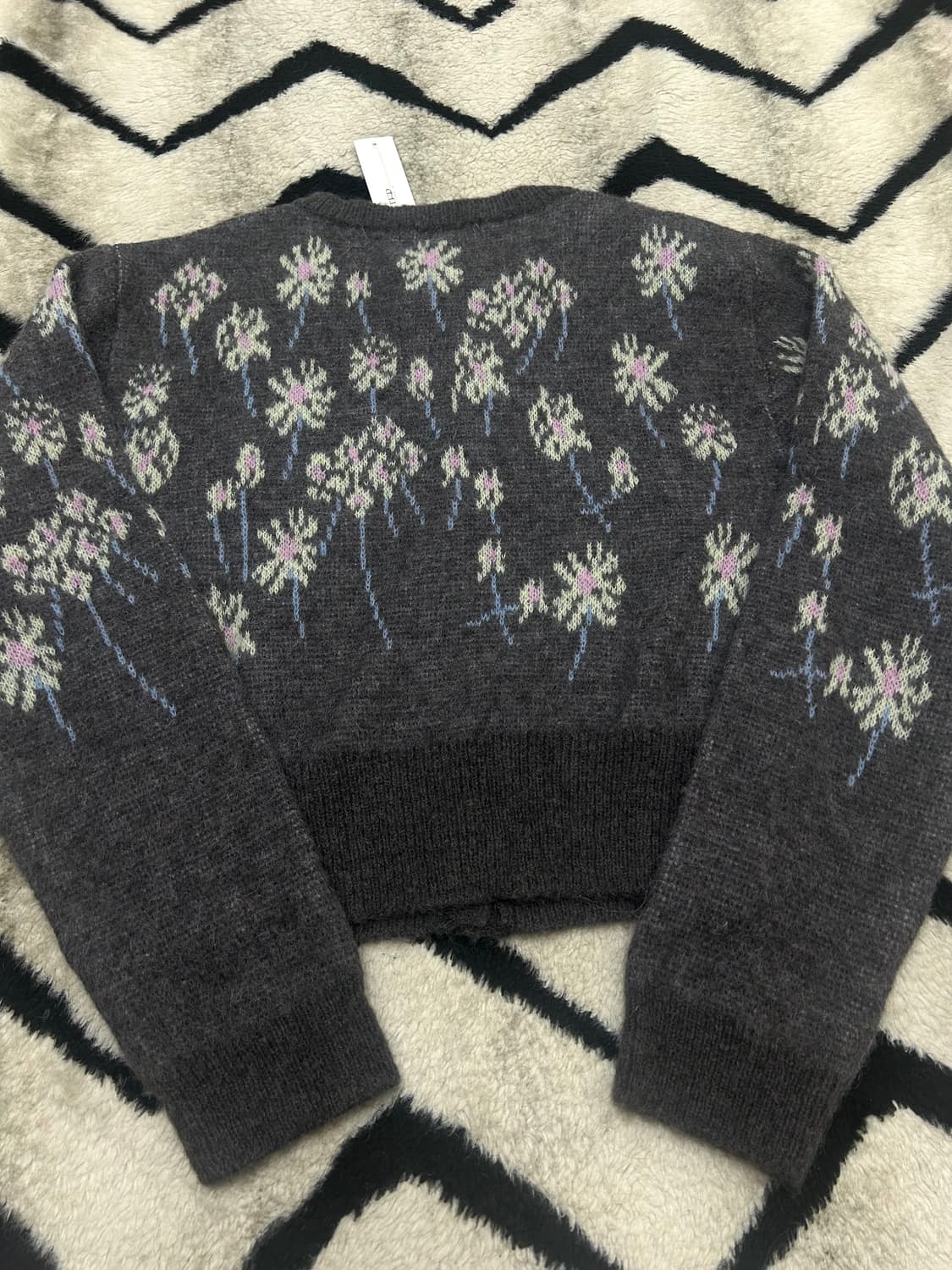 [Free]Poster 꽃무늬 울 가디건/그레이 상품이미지5