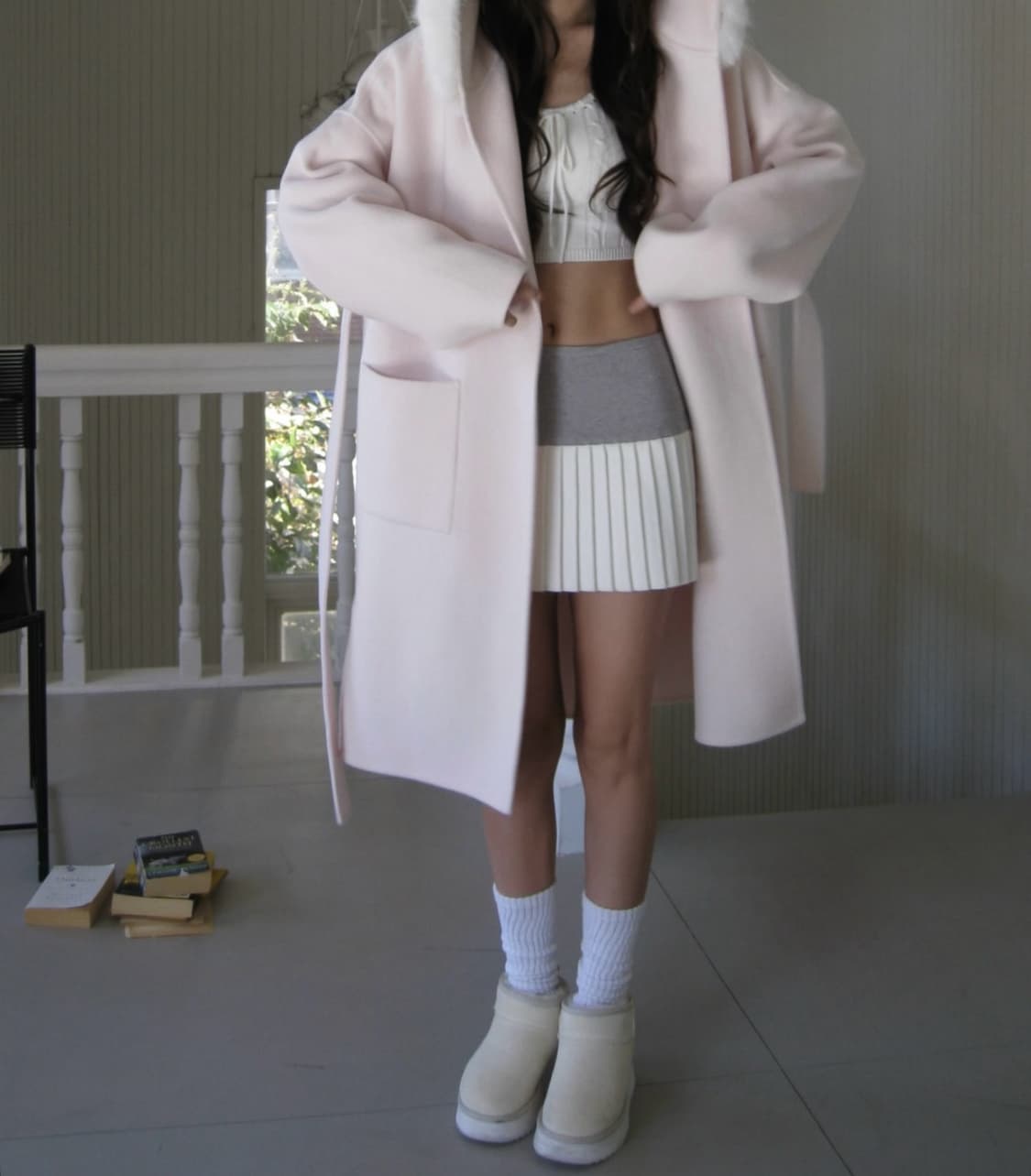 클리시어 Lilac merino wool coat, Soft pink 상품이미지3
