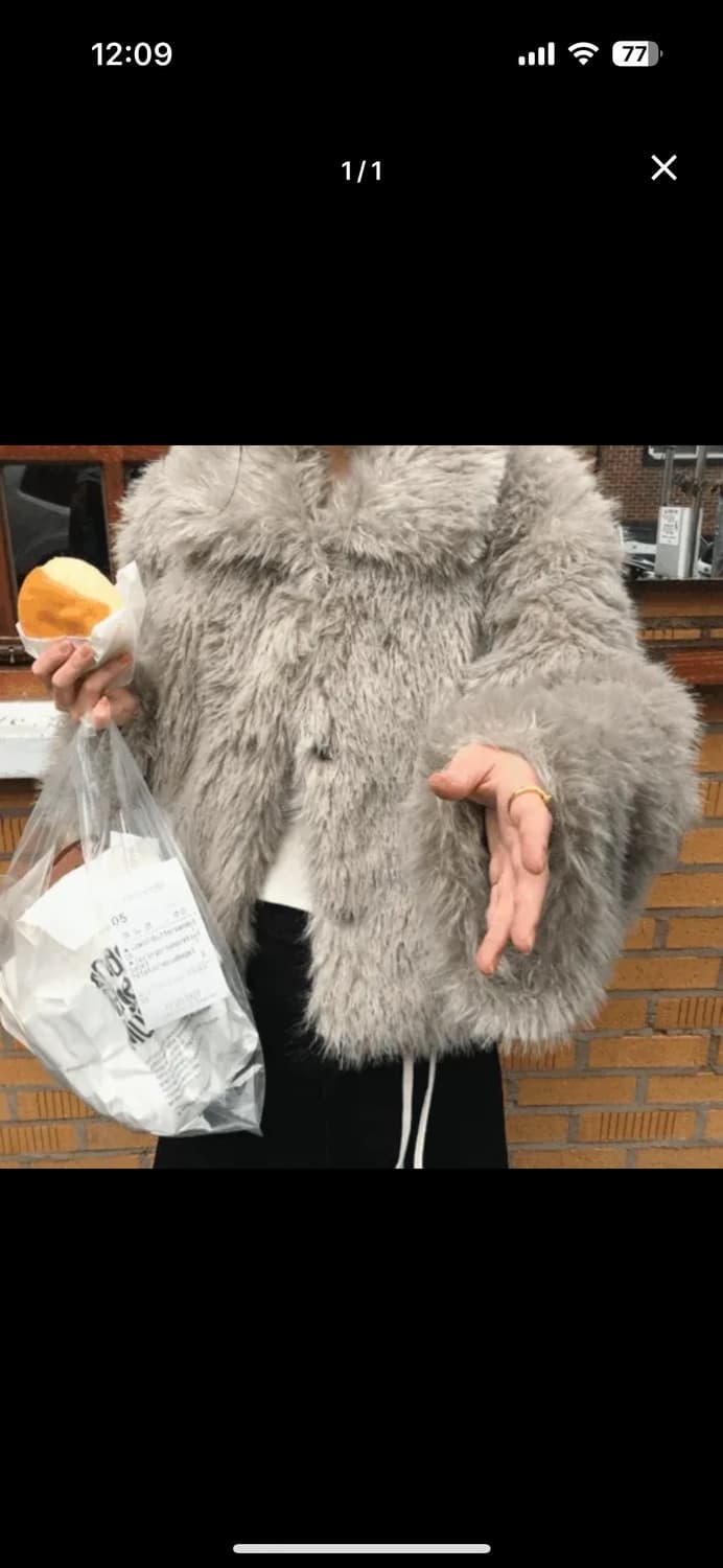 Weeny 그레이 퍼 자켓 코트 상품이미지1