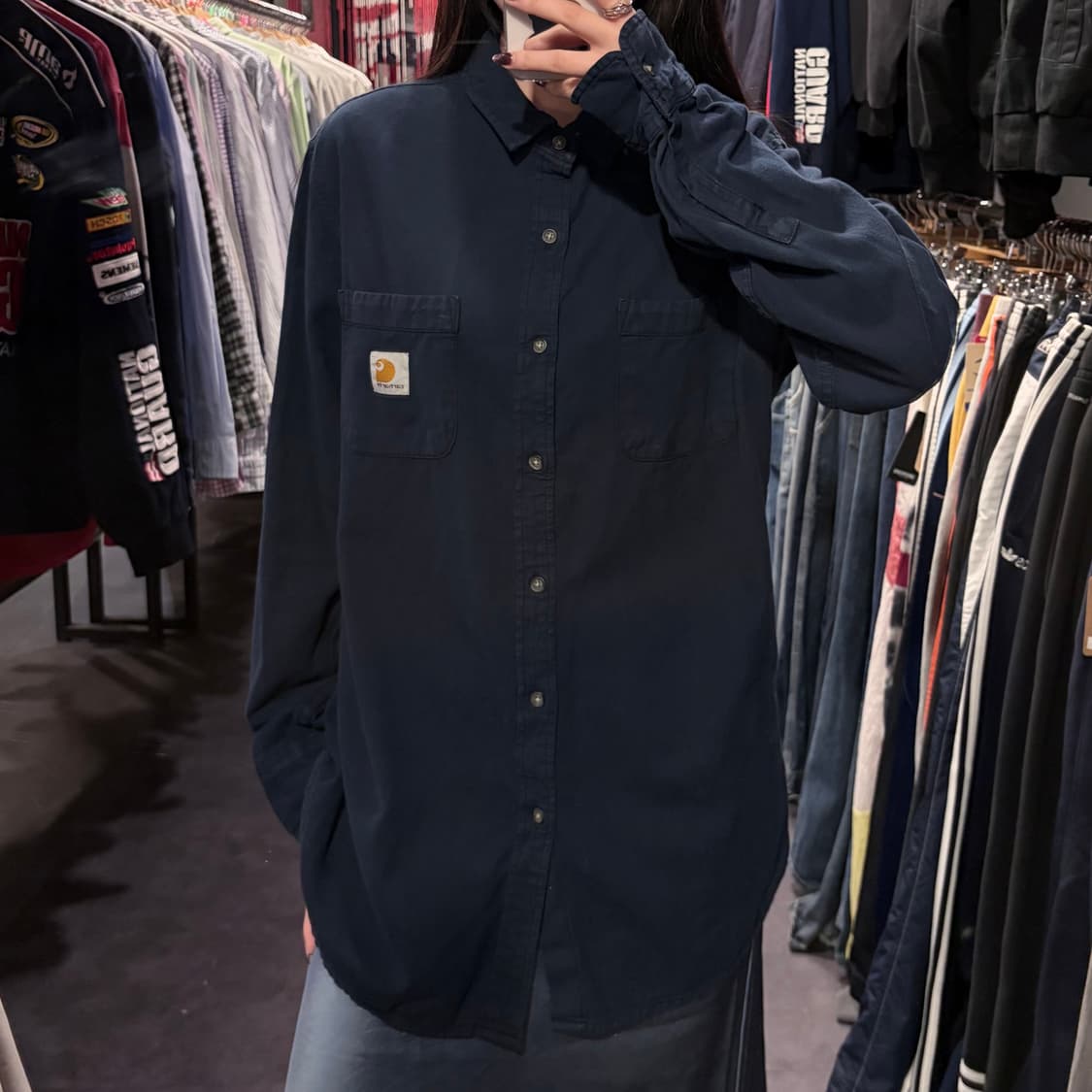 [IM] Carhartt 칼하트 긴팔 셔츠 네이비 상품이미지2
