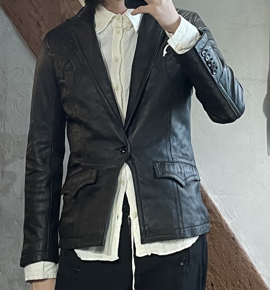 커스텀컬쳐 레더 블레이저 상품이미지2