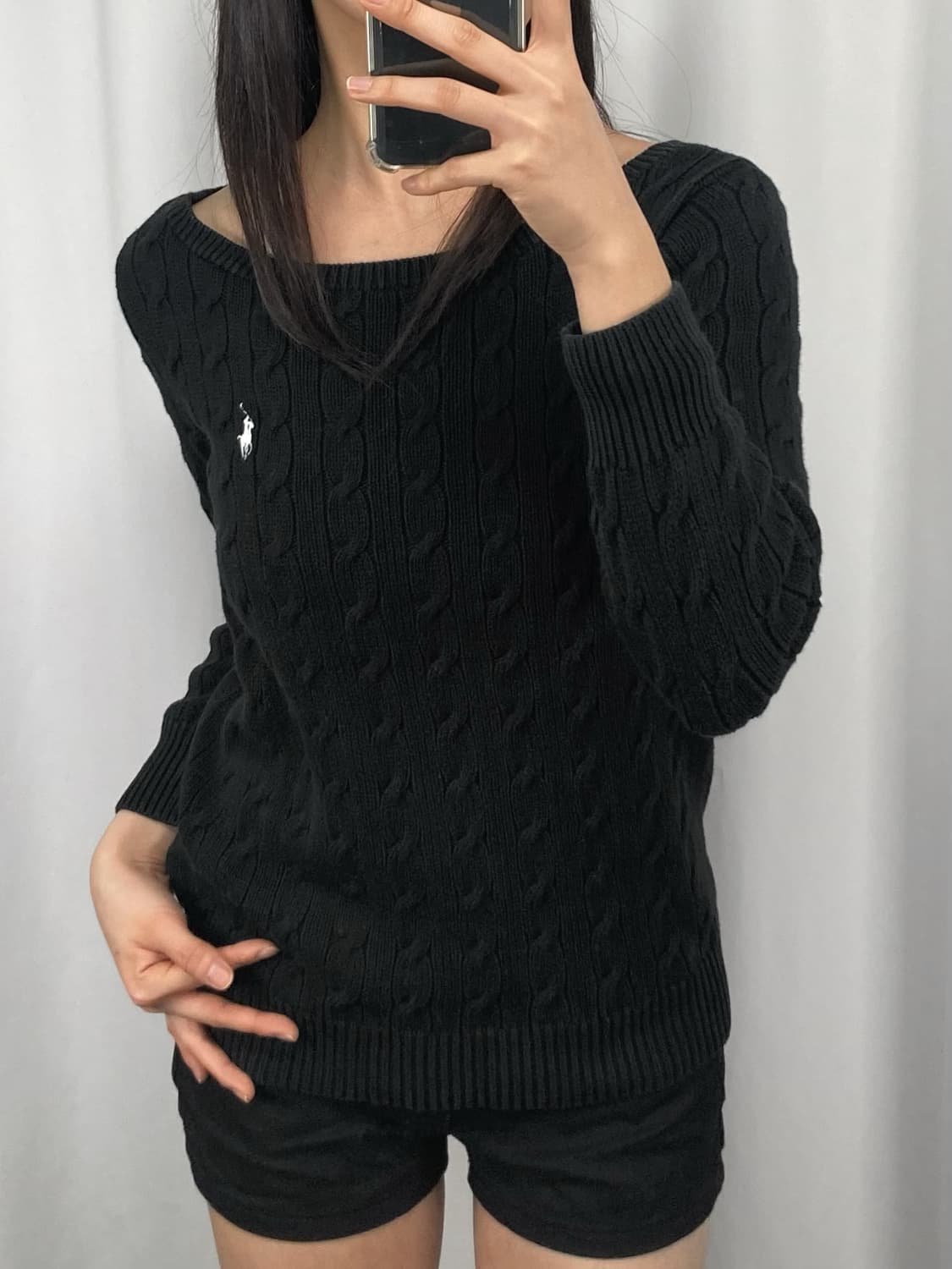 폴로 블랙 꽈배기 니트 상품이미지2