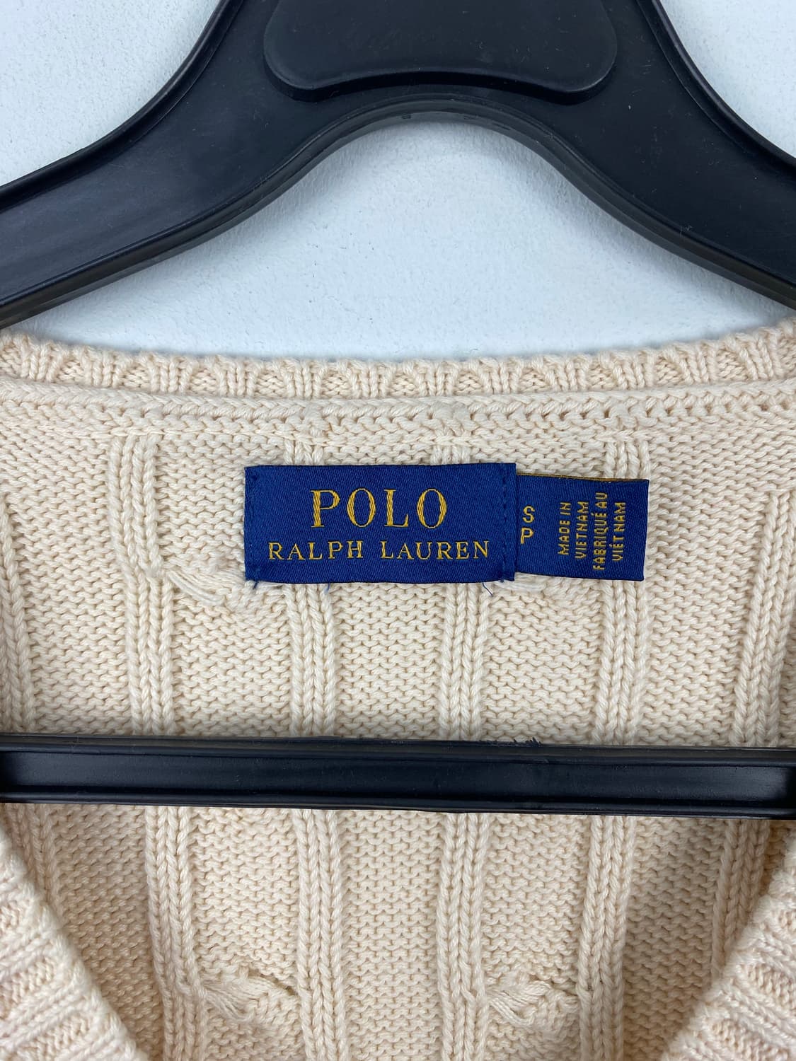 폴로 랄프로렌 아이보리 꽈배기 브이넥 니트 S 상품이미지4