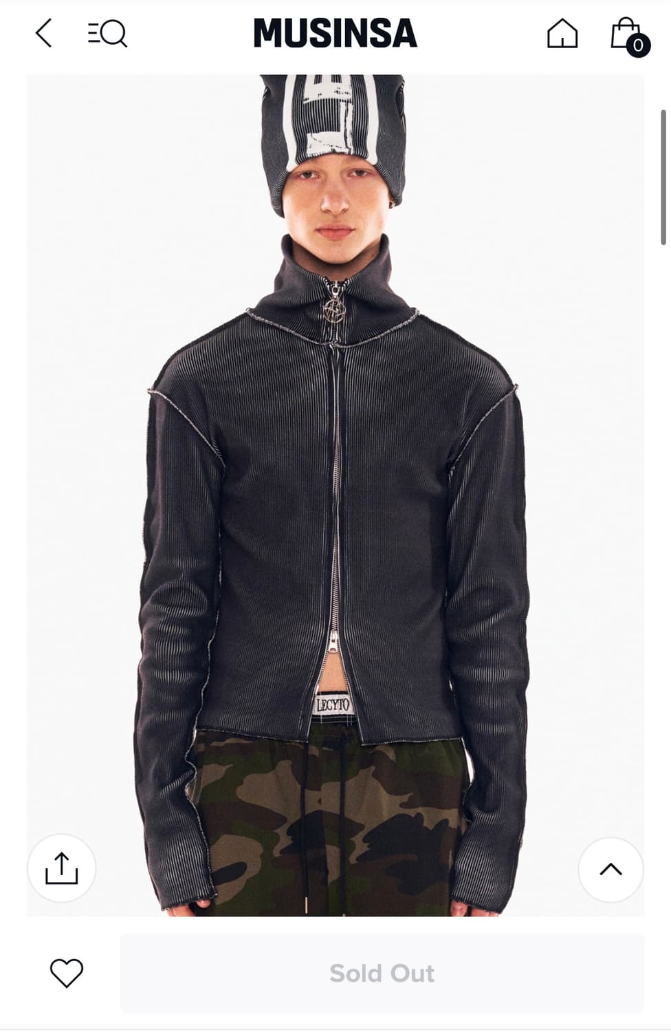 레씨토 ribbed print zip up 상품이미지1