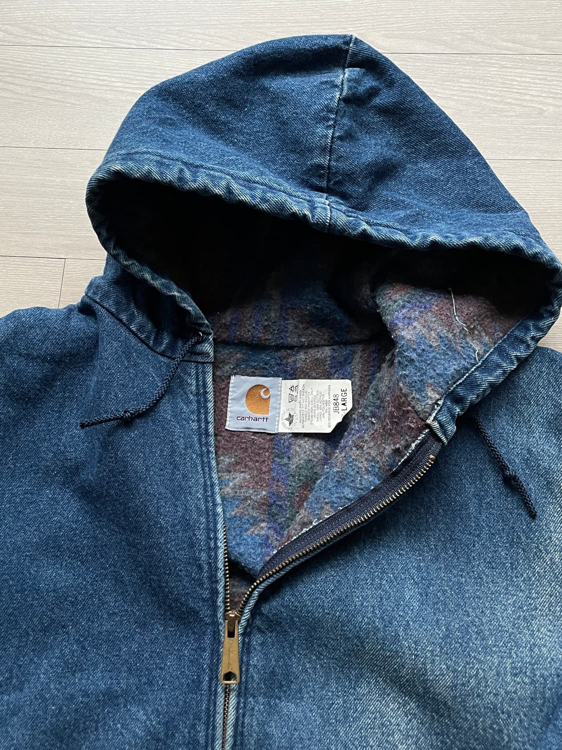 90s 칼하트 아즈텍 액티브 JB848 데님 자켓 carhartt 상품이미지5