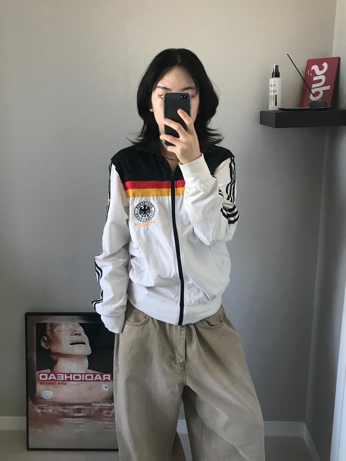 아디다스 00년대 올드스쿨 독일 국대 바람막이 져지 자켓 상품이미지2