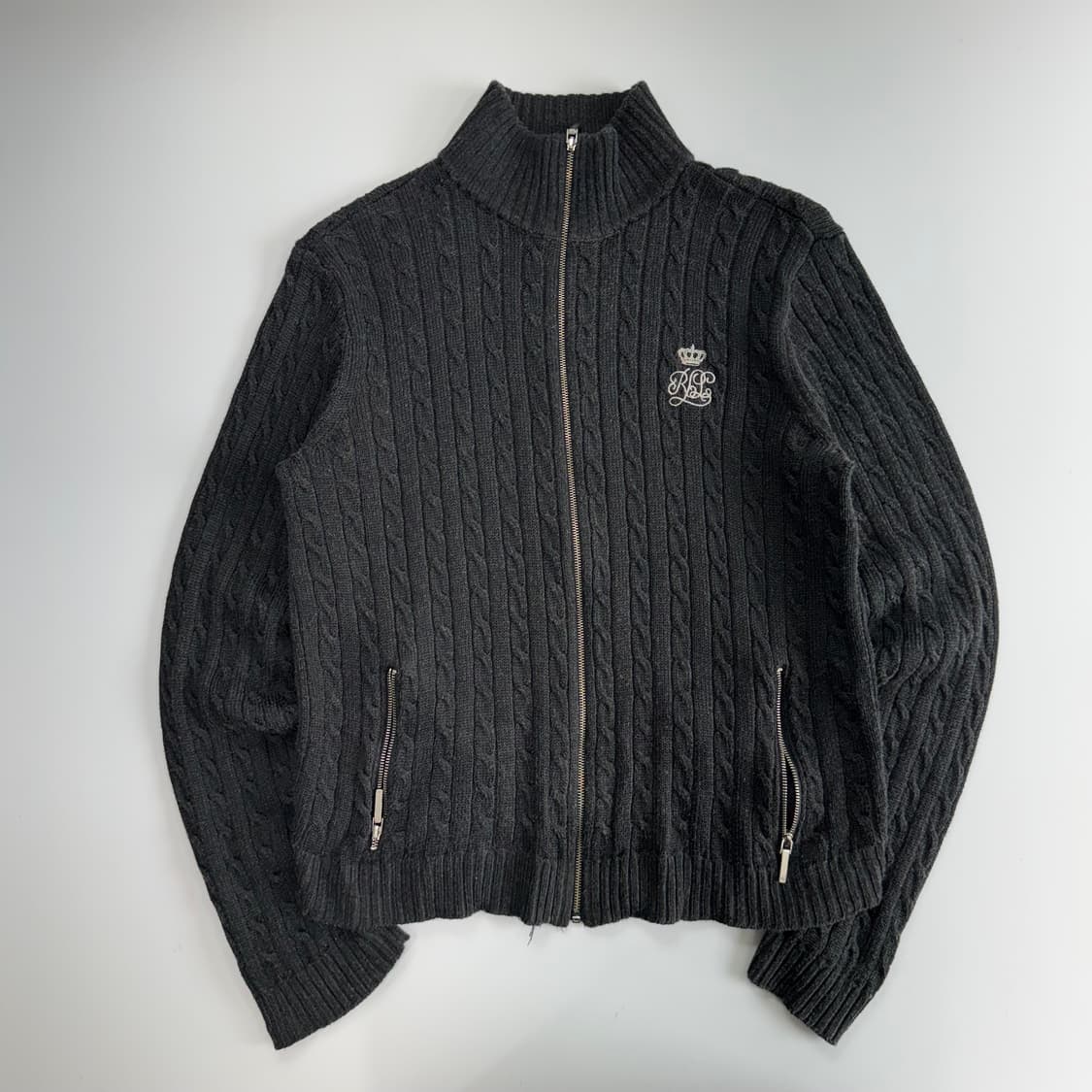 Polo 폴로 차콜 케이블 니트 집업  상품이미지3