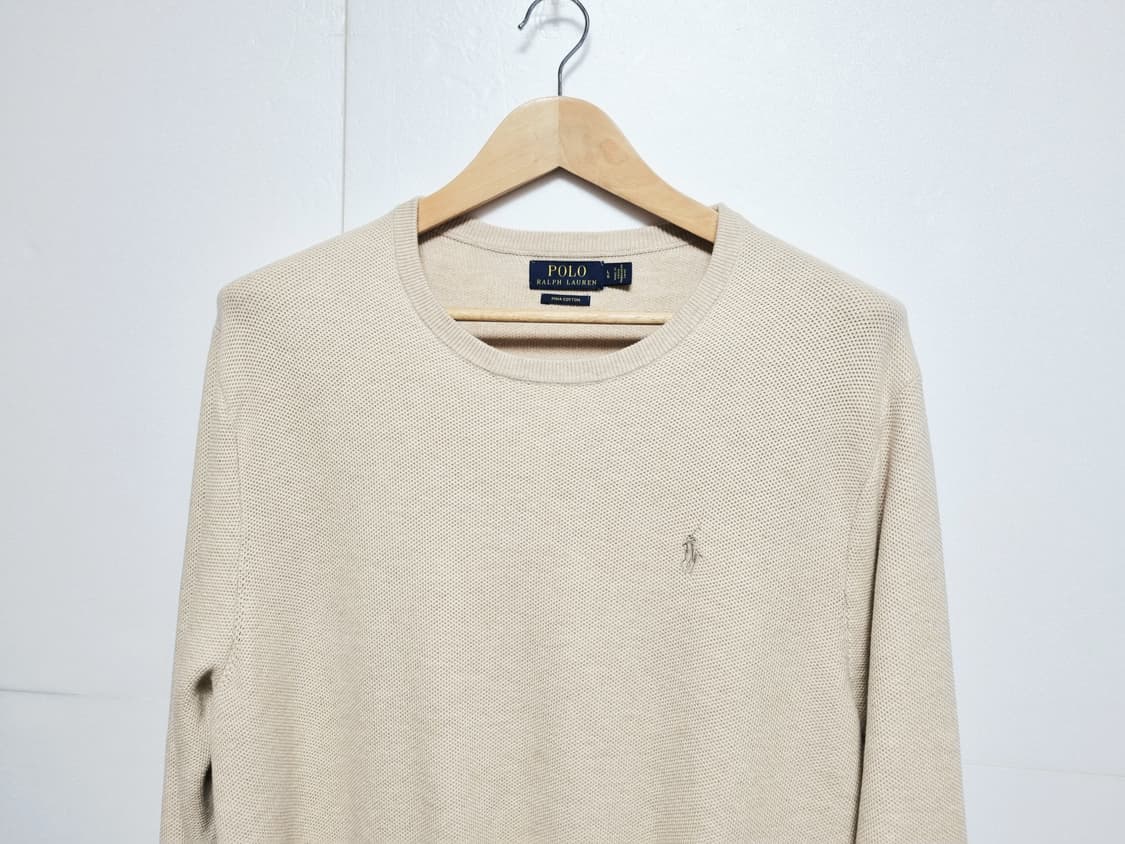 남성 폴로 피마코튼 PIMA 베이지 긴팔 니트 스웨터 상품이미지1