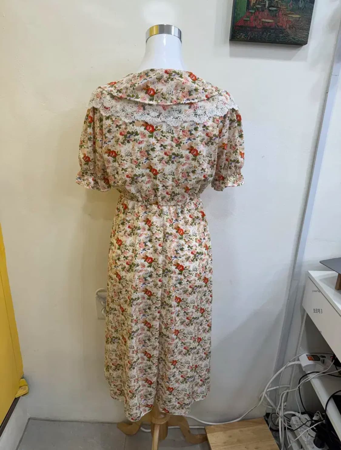 vtg 플라워 레이스 카라 빈티지 롱 원피스 상품이미지2