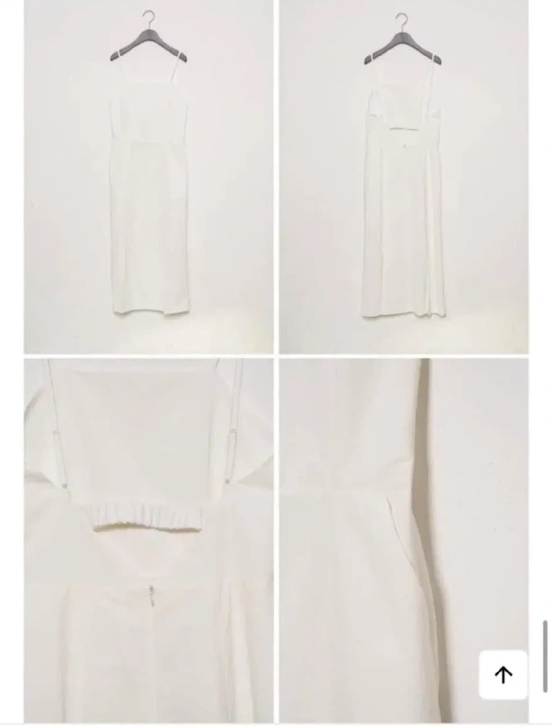 다이애그널 슬릿 트임 밴딩 절개 스냅 린넨 원피스 화이트 맥시 롱 상품이미지5