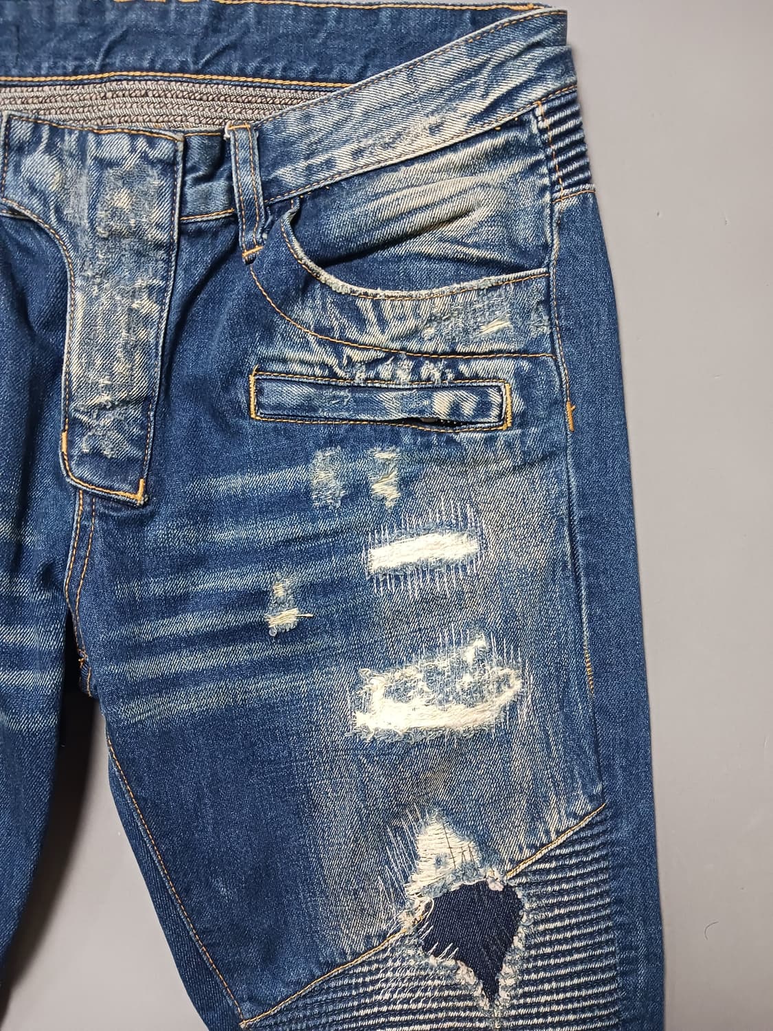 [32] 발망 데미지덧댐 워싱 바이커진 청바지 상품이미지4