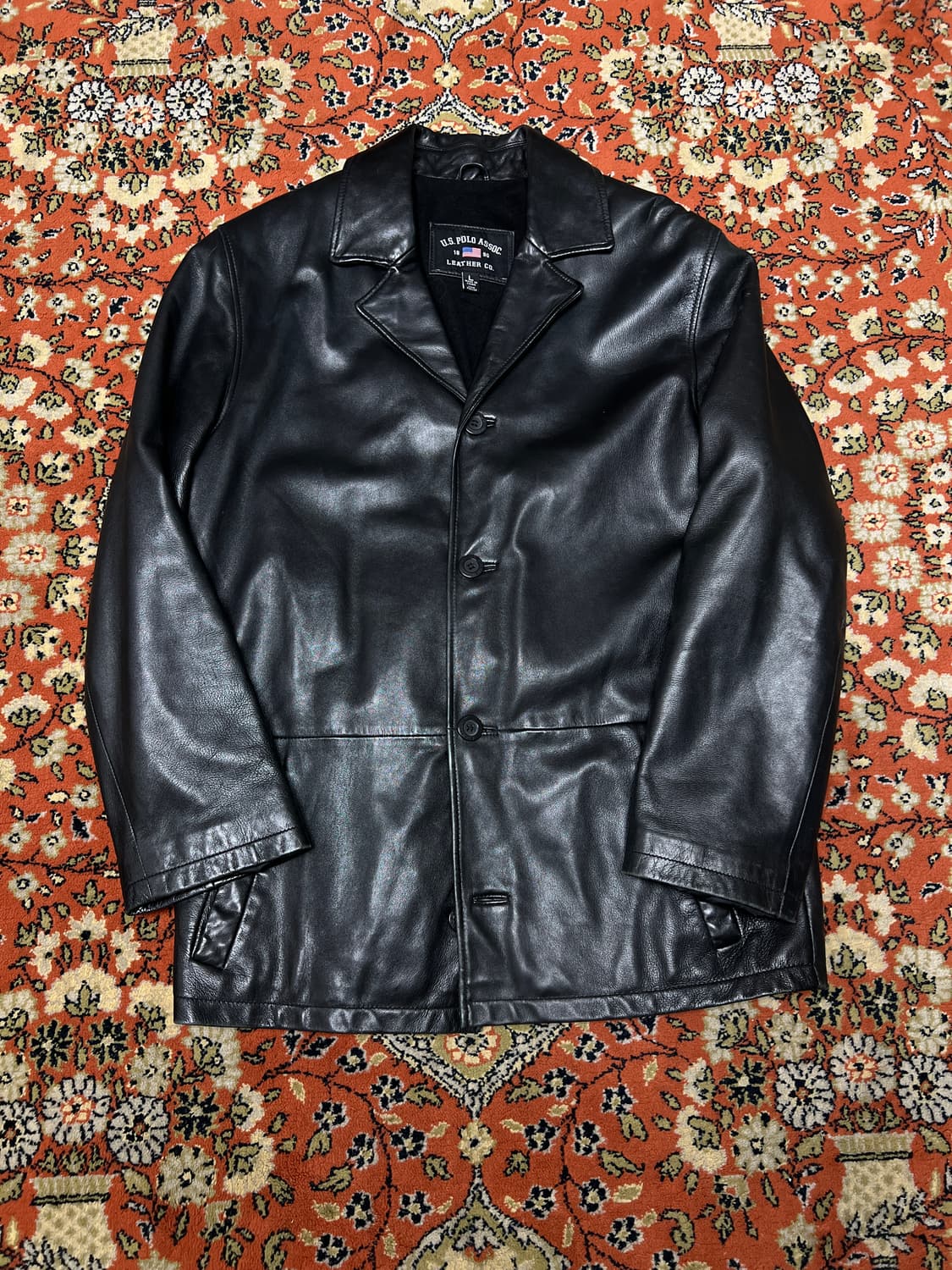 [L] US polo assoc 빈티지 양가죽 카코트 가죽자켓 블랙 상품이미지1