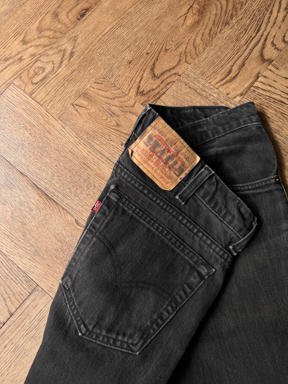 [36]90's 리바이스 516 캐나다제 빈티지 워싱 흑청 데님 팬츠 상품이미지7