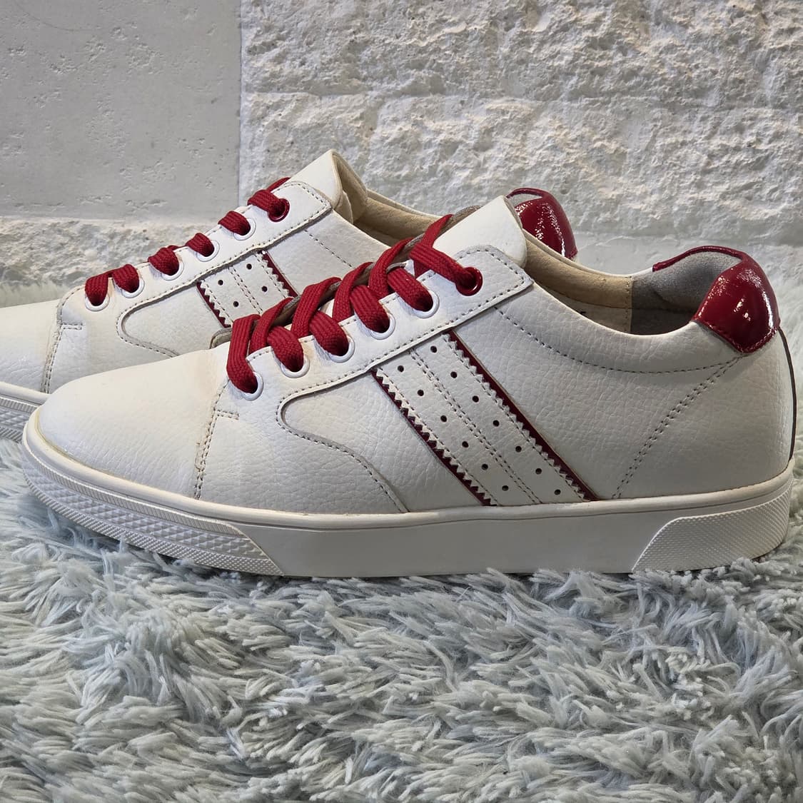 3q-2:니콜리 피지오 이탈리 가죽 스니커즈 화이트-레드 (245mm) 상품이미지2