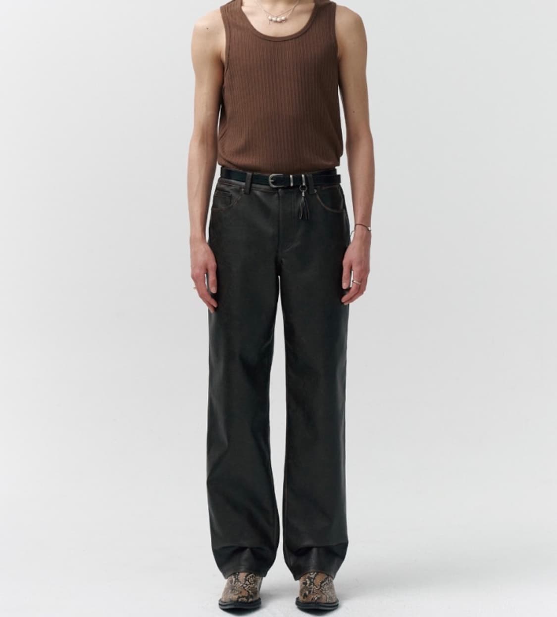 노이어 레더팬츠 브라운 50 상품이미지2