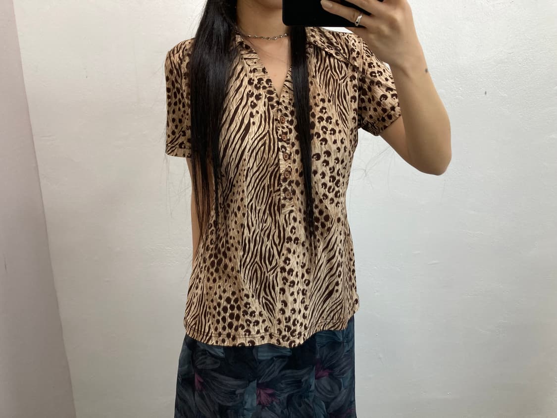 호피 반팔 카라티 상품이미지1