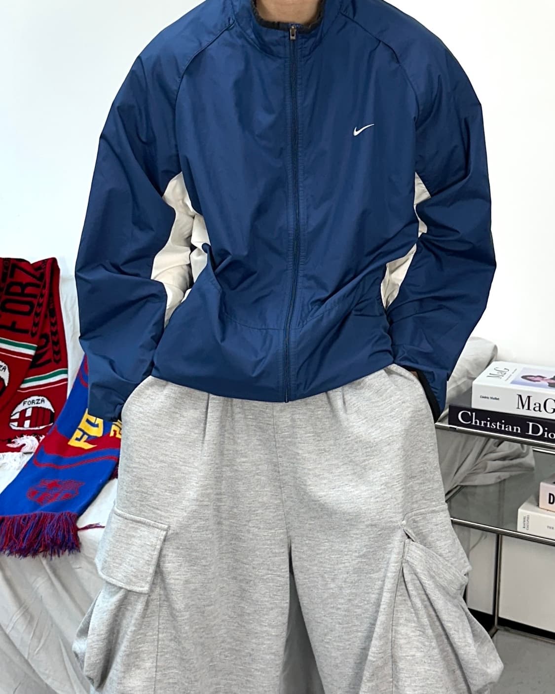 나이키 00s 블루 화이트 바람막이 XL 상품이미지1