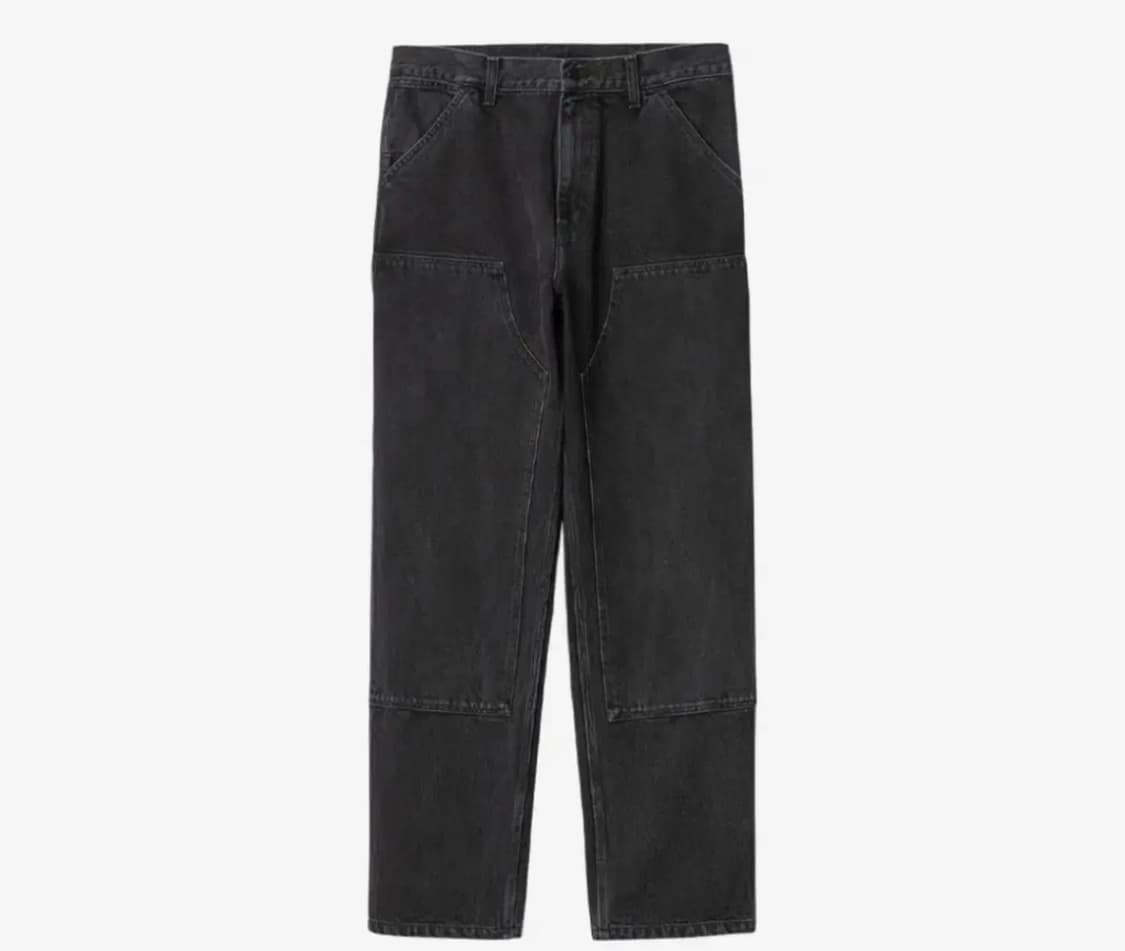 칼하트 윕 스미스 더블니 팬츠 블랙 스톤 워시드 상품이미지1