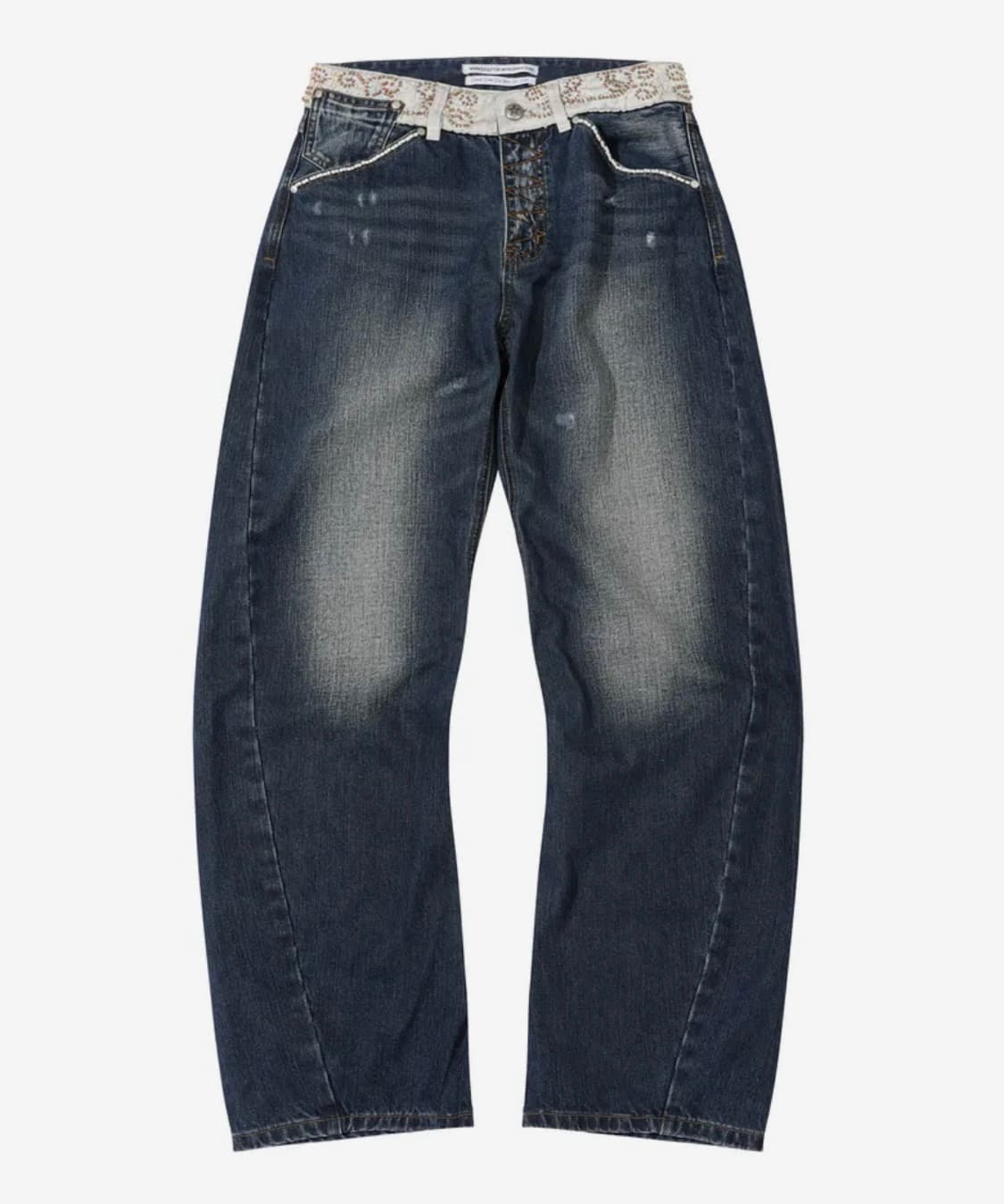 Beaded Waist Denim Pants Indigo Blue 상품이미지2