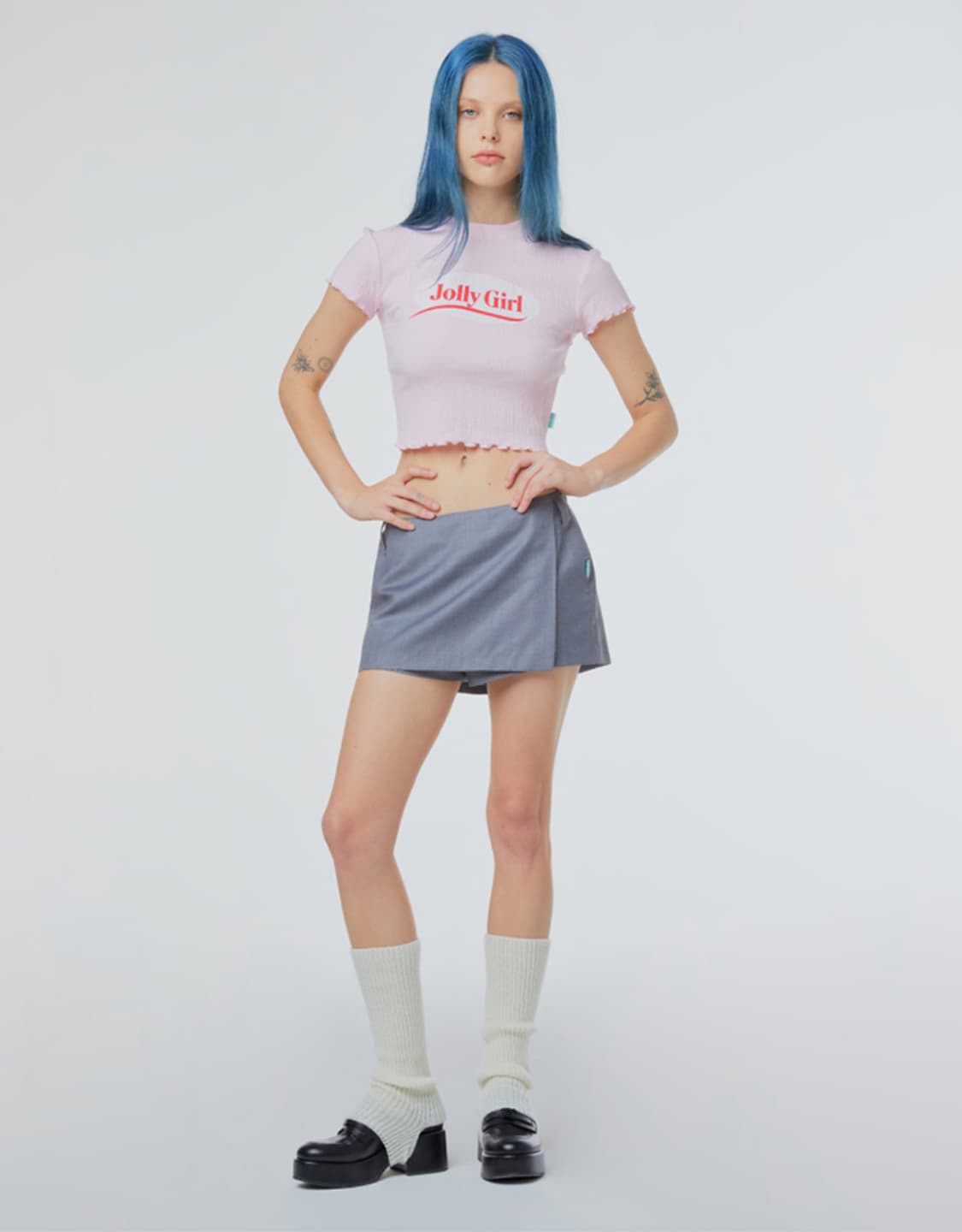 인스턴트펑크 랩 미니 팬츠 스커트 그레이 스커트팬츠 치마 상품이미지3