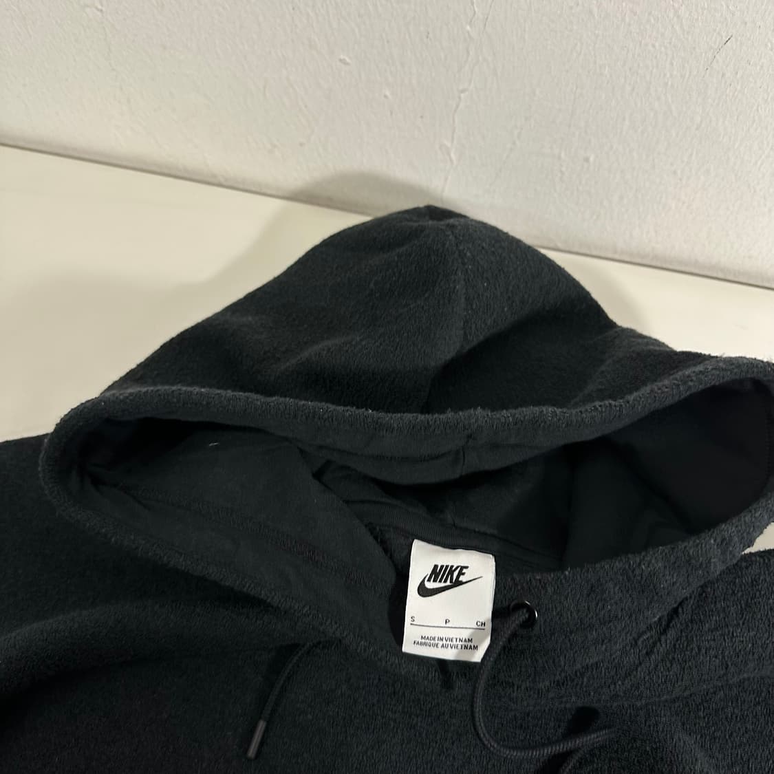 S 95 나이키 블랙 미들로고 후리스 후드티 상품이미지2
