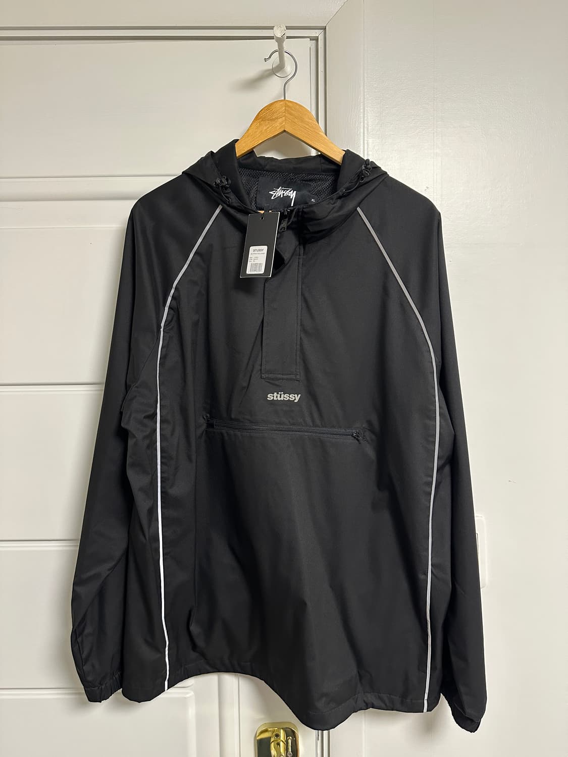 스투시 3M 파이핑 풀오버 아노락 블랙 자켓 바람막이 후드 상품이미지2
