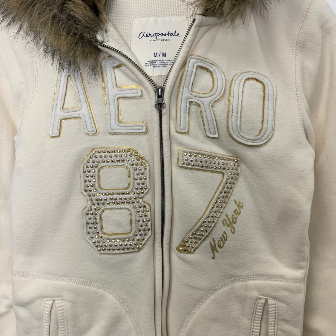 Vintage 빈티지 y2k 와투케 울프죠 크림 후드집업 상품이미지5