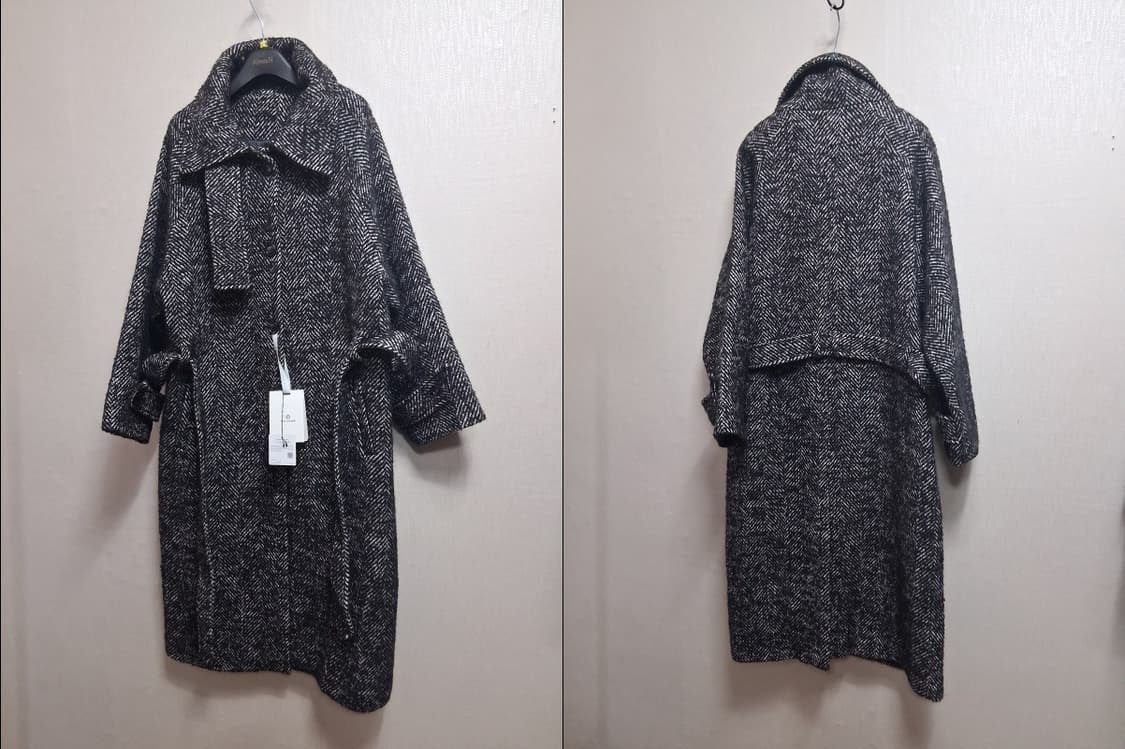 여성 두터운 양모 헤링본 롱코트 7788크기 새제품 상품이미지2
